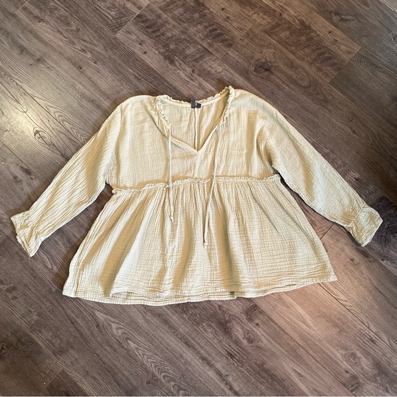 Shannon Passero blouse gauzy cotton peasant style boho long sleeve blouse - Picture 8 of 10